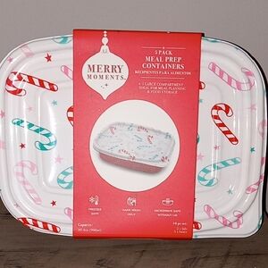 Candy Cane Meal Prep Containers - 5 Pack New
